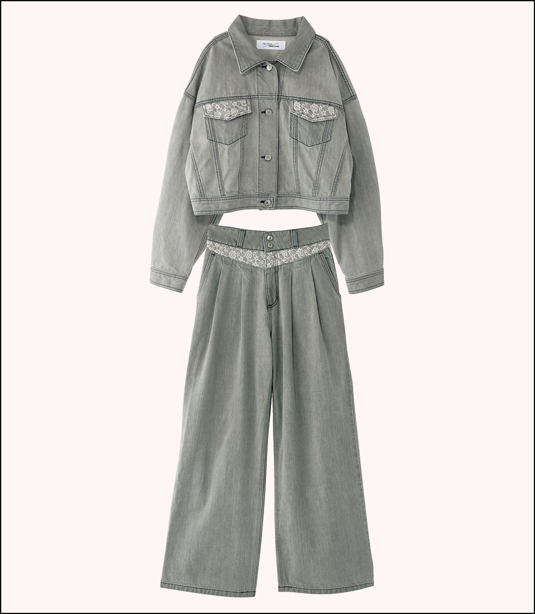 新木優子の購入品PRIVÈVEのレースデニムセットアップ1