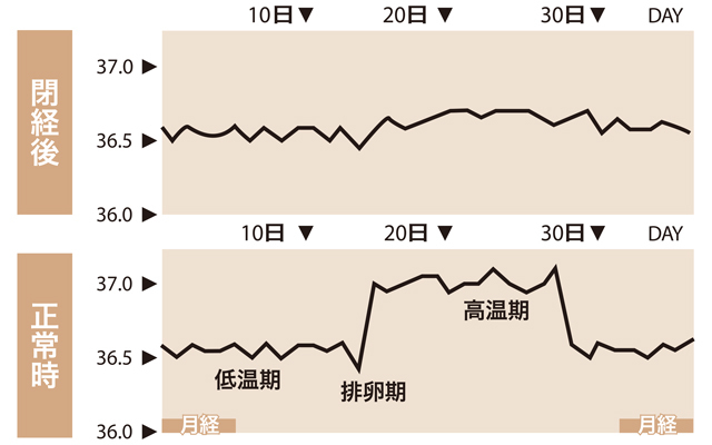 グラフ:閉経後の基礎体温の変化
