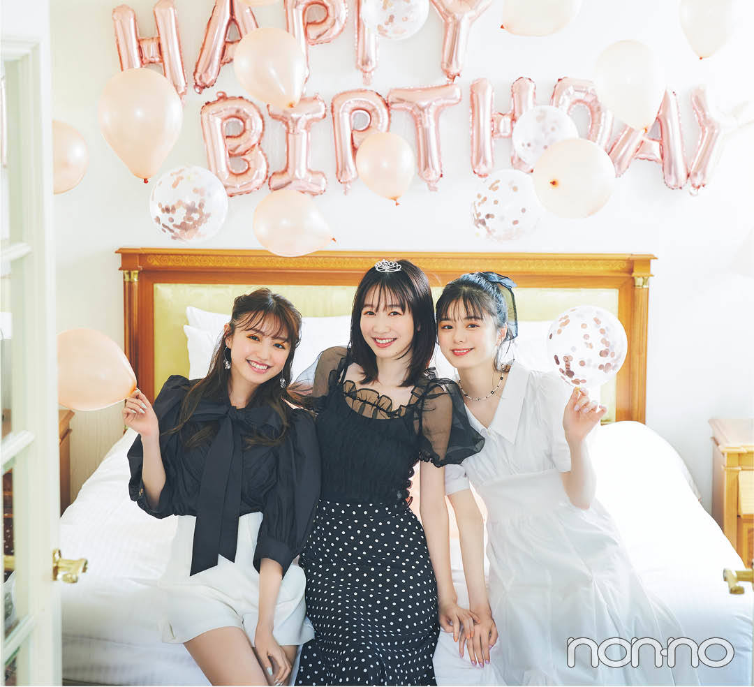 岡本夏美と紺野彩夏と香音の妄想クローゼットモデルカット1-1