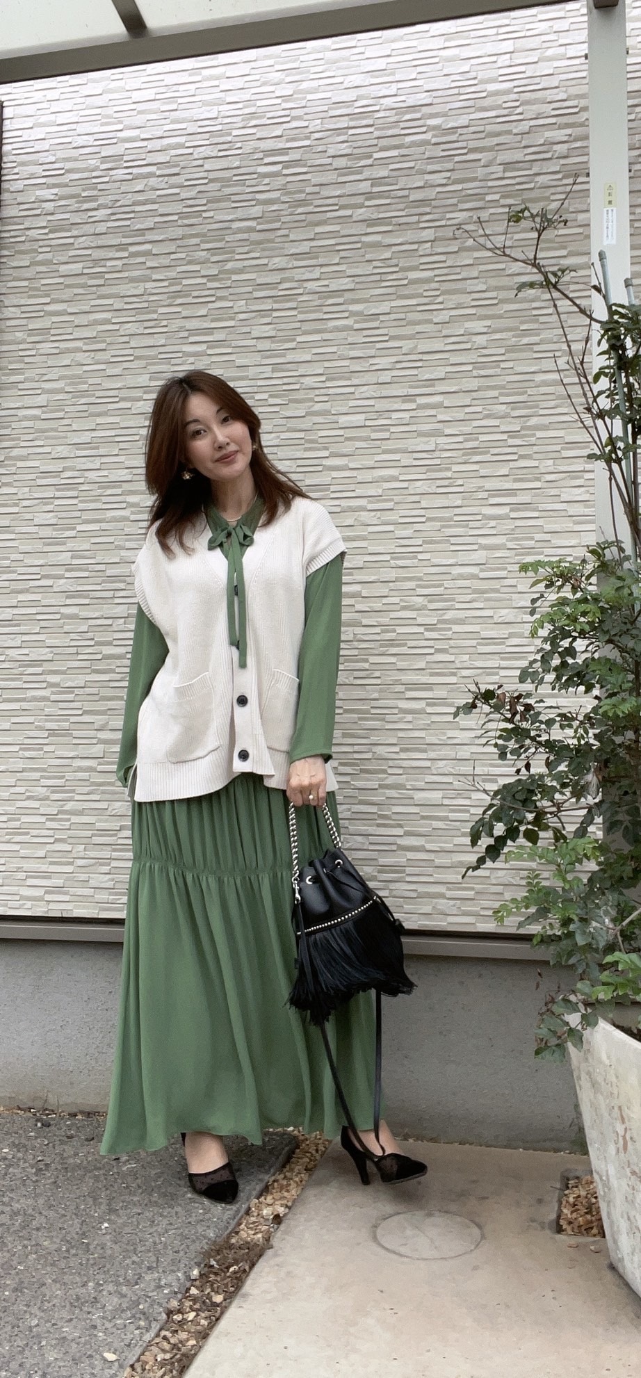 大草直子さんコラボの揺れるワンピースを秋コーデしてみました Part1_1_4