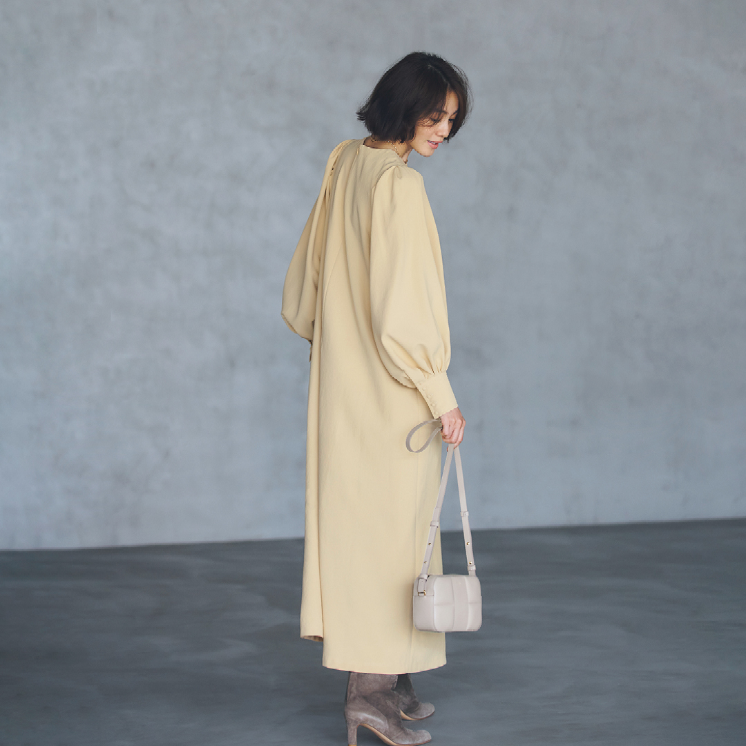 竹内友梨と松村純子さん×M7daysのボリューム袖ワンピースコーデ
