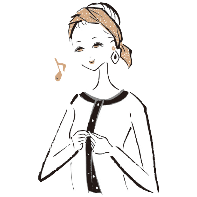 肩を上げずに着られる前開きの服に