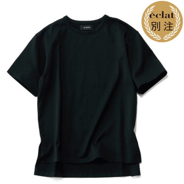 SINME×éclatスリット入りビッガーTシャツ(ブラック)