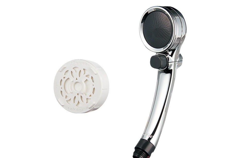 メタリック キモチイイシャワピタWT JSB022M¥3,410・専用塩素除去カプセル Miz-e JSC001 2個入¥3,410/タカギ