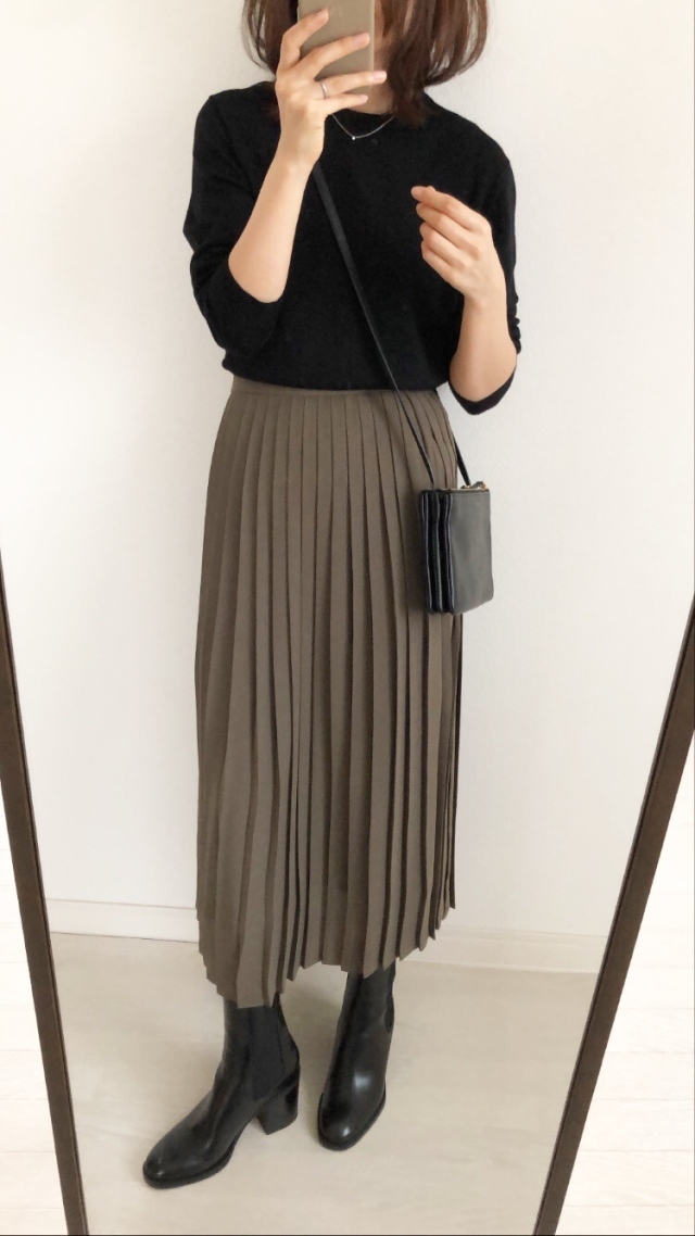 シフォンプリーツロングスカート OLIVE Mサイズ