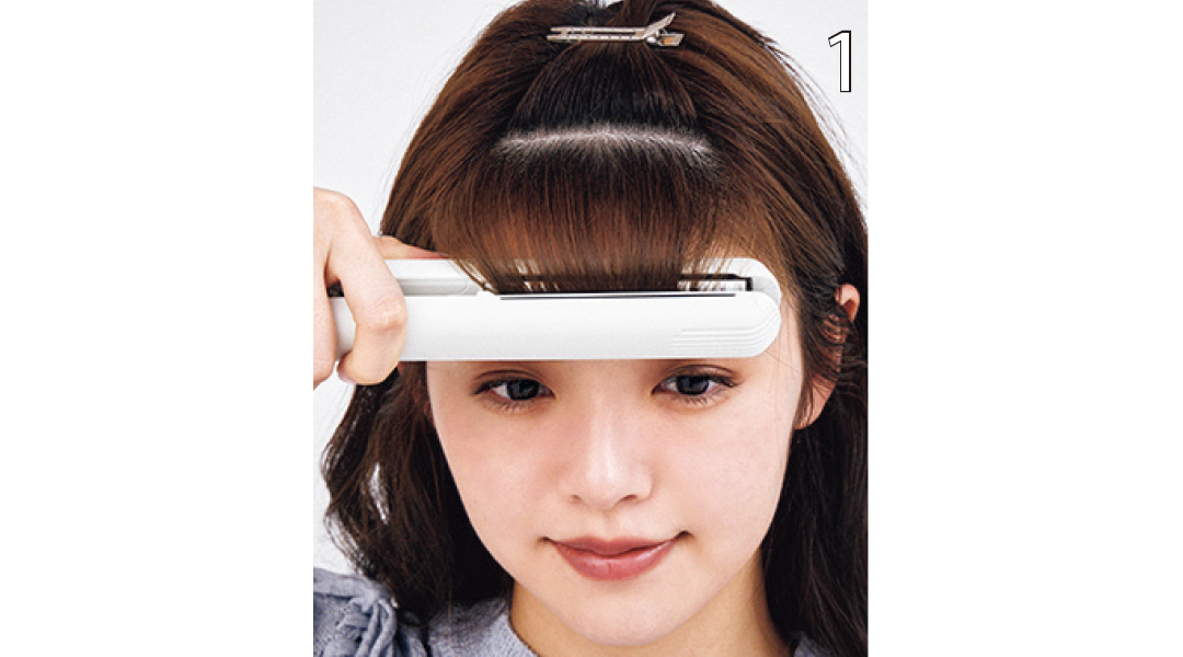 ストレートアイロンでふわっとバングヘアアレンジ1
