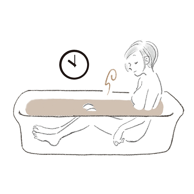 寝る1時間前に、 ぬるめのお風呂を