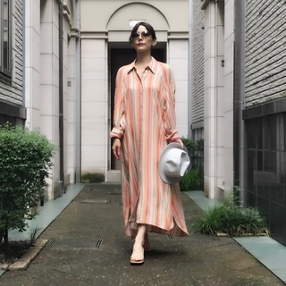 ZARA ザラ マルチカラー ストライプ シャツワンピ コーデ