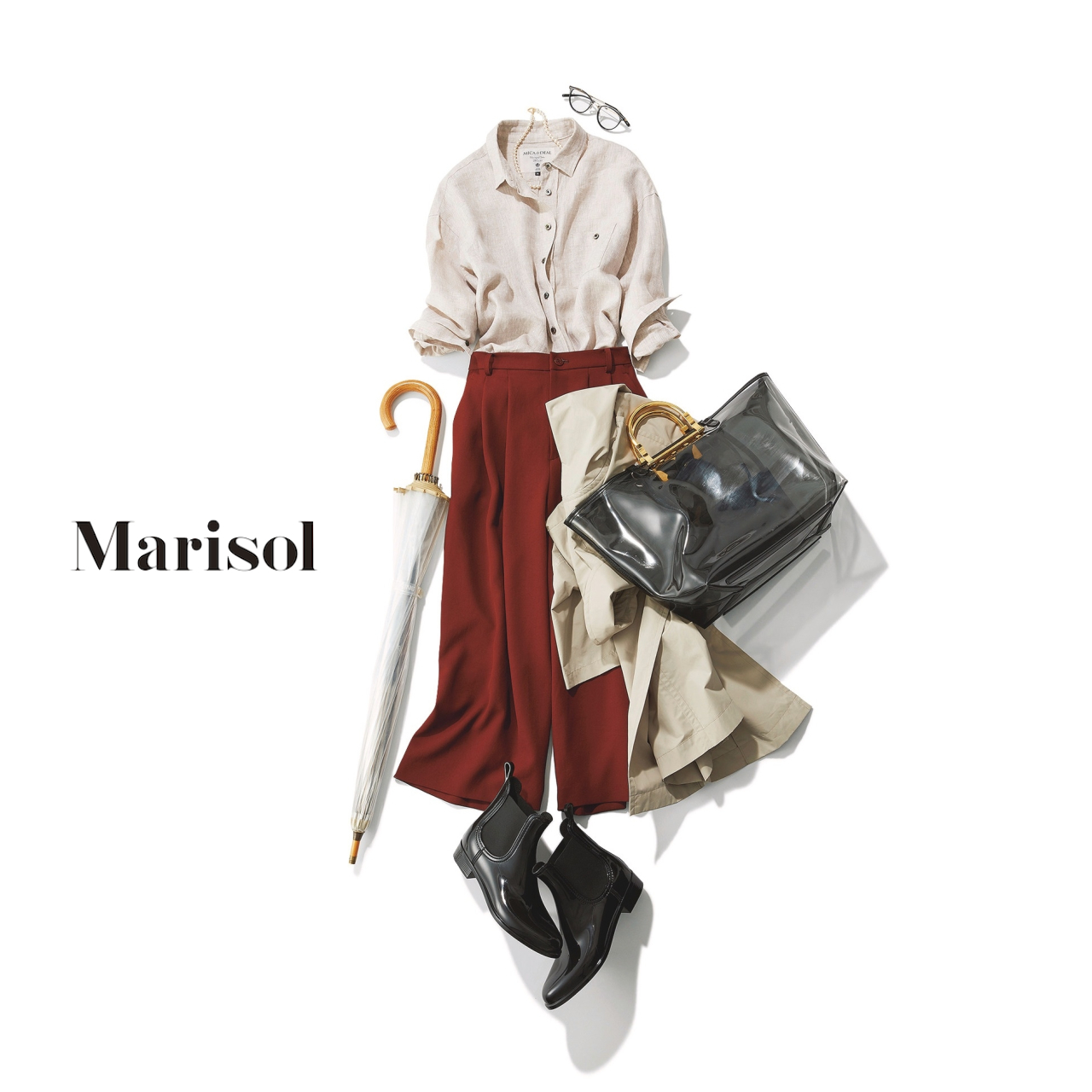 優秀な雨の日グッズで土砂降りにも対応できる完全防備な出勤コーデに 19 6 11コーデ ファッション誌marisol マリソル Online 40代をもっとキレイに 女っぷり上々