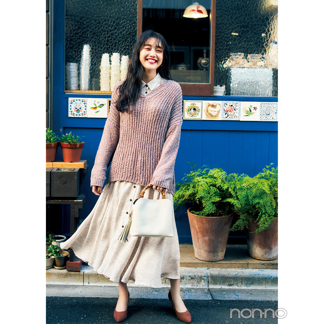 新木優子はレトロなストライプワンピでスタイルアップ 毎日コーデ Non No Web ファッション 美容 モデル情報を毎日お届け