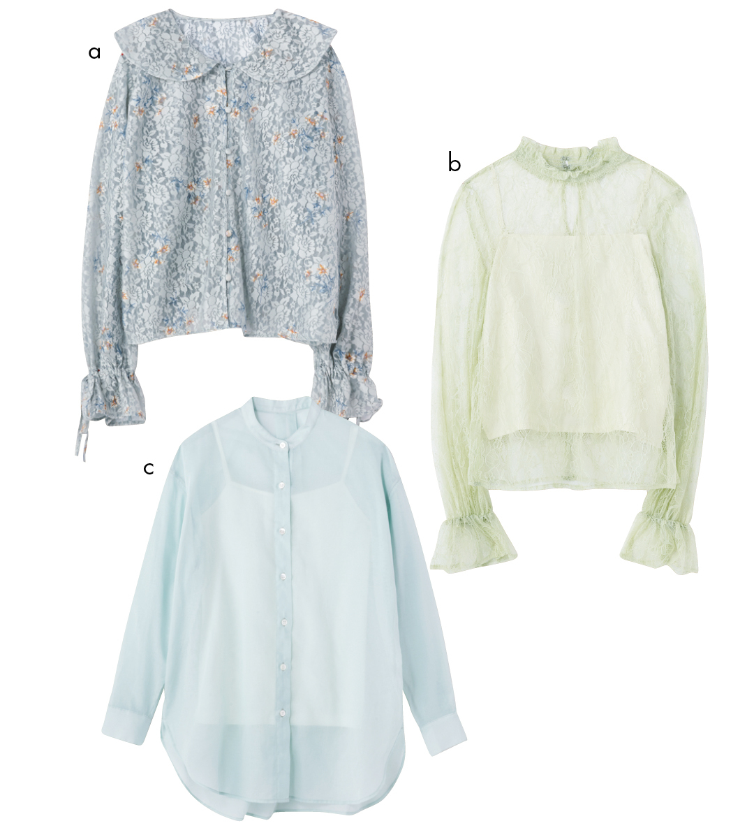 肌の透明感が引き立つ★ ブルー&グリーンの透けトップスをチェック!【正義の春服】_1_8
