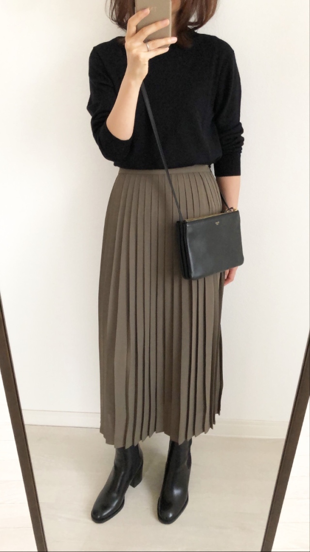 シフォンプリーツロングスカート OLIVE Mサイズ