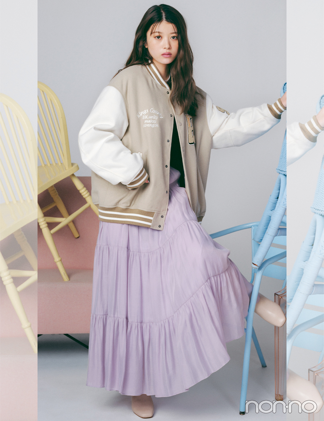 馬場ふみかはスタジャンでやんちゃガール 大学生の毎日コーデ Non No Web ファッション 美容 モデル情報を毎日お届け