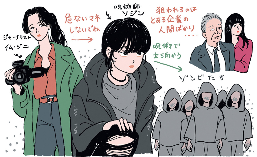 ゾンビと戦う女『呪呪呪/死者をあやつるもの』 イラスト