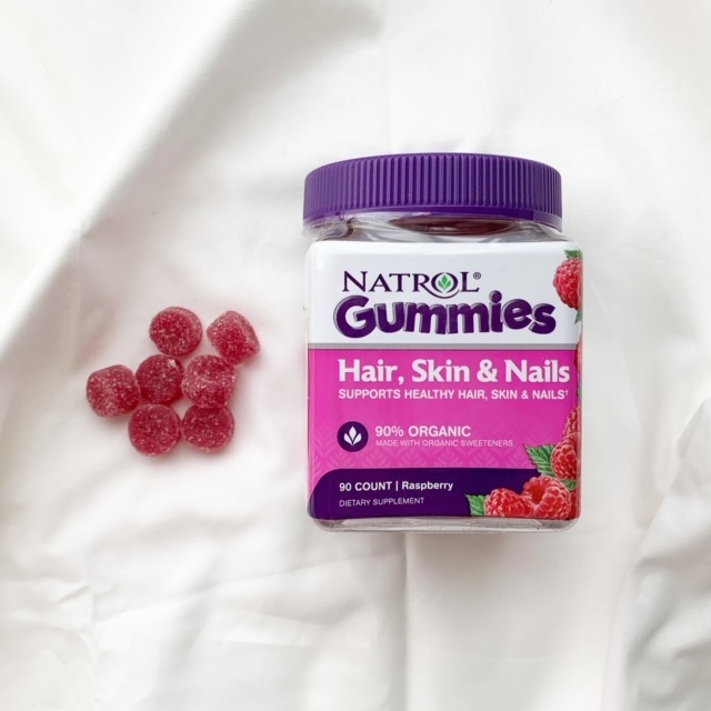 【NATROL Gummies】ラズベリーの甘酸っぱいグミサプリ♪ 90% ORGANIC。こちらも for「Hair, Skin & Nails」です♪