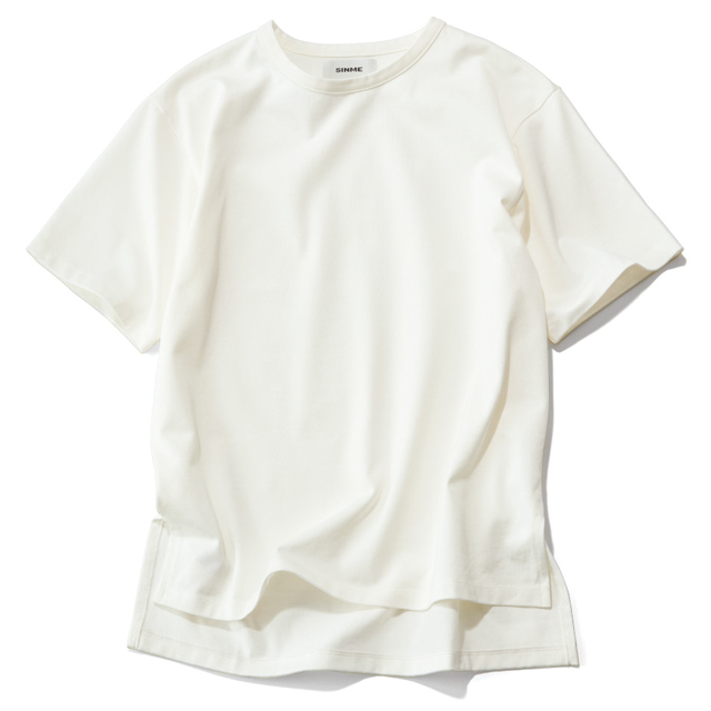 SINME×éclatスリット入りビッガーTシャツ(ホワイト)