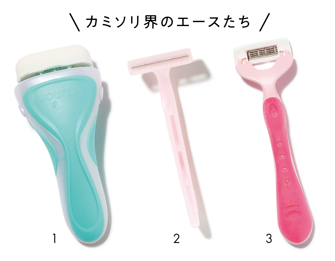 カミソリ界のエースたち 1 シック イントゥイション敏感肌用 2 プリペア 顔そり用T 3 貝印 ピュアコマチ