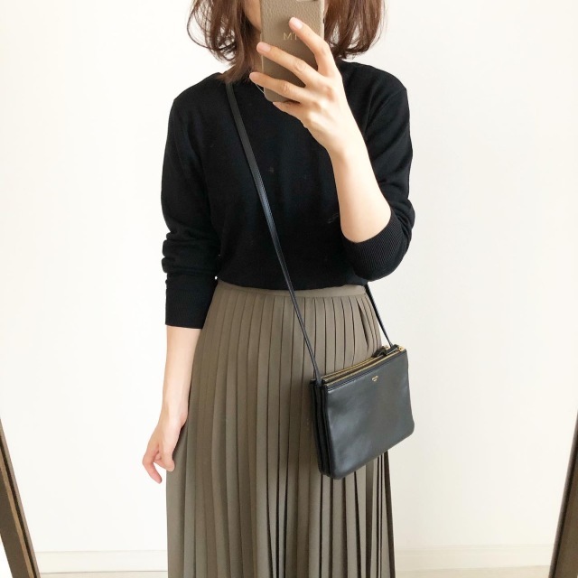 シフォンプリーツロングスカート OLIVE Mサイズ