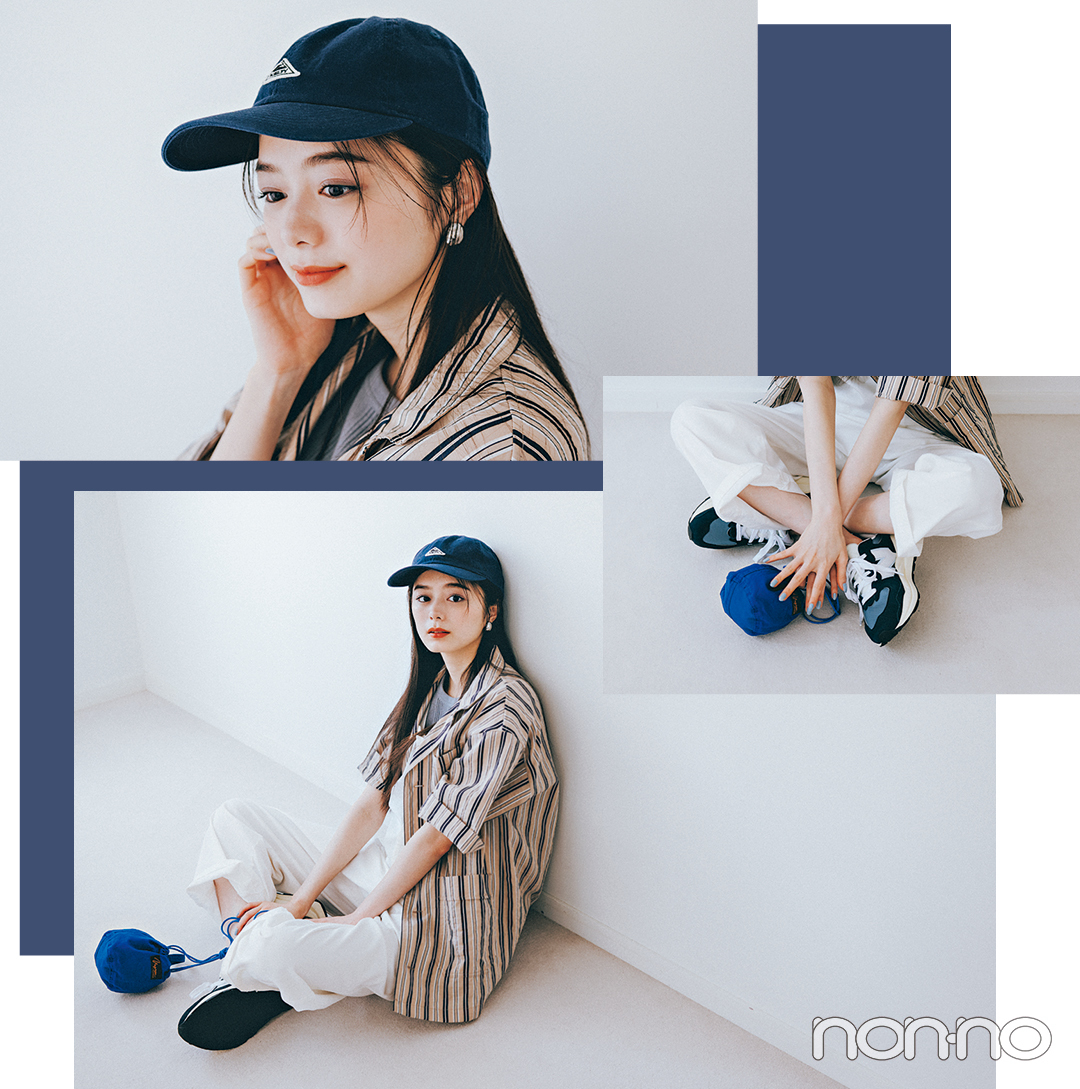 紺野彩夏のスポーティネイビーコーデ4