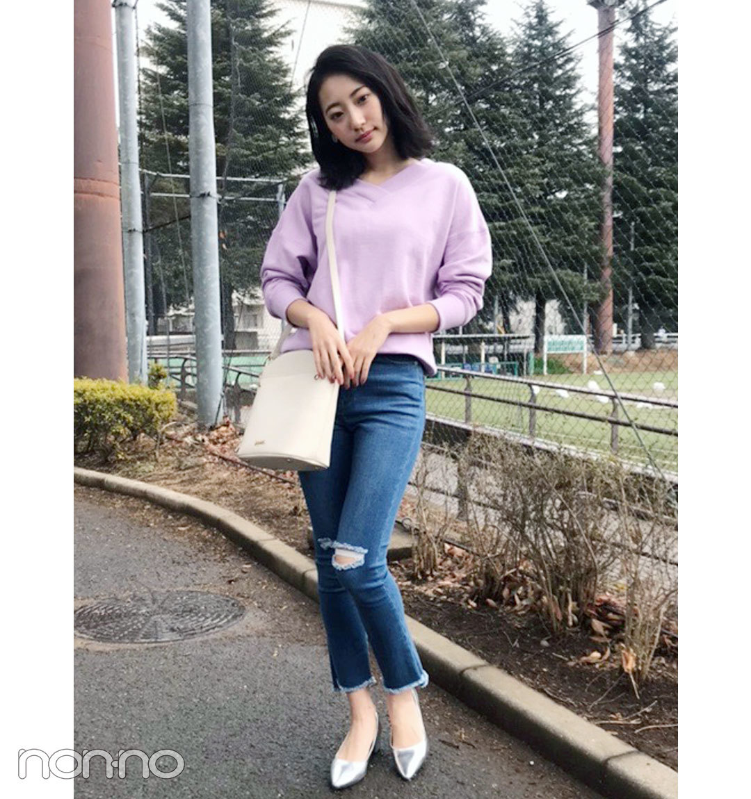 武田玲奈のニット×スキニーの運動系サークル受けコーデ【毎日コーデ】_1_1
