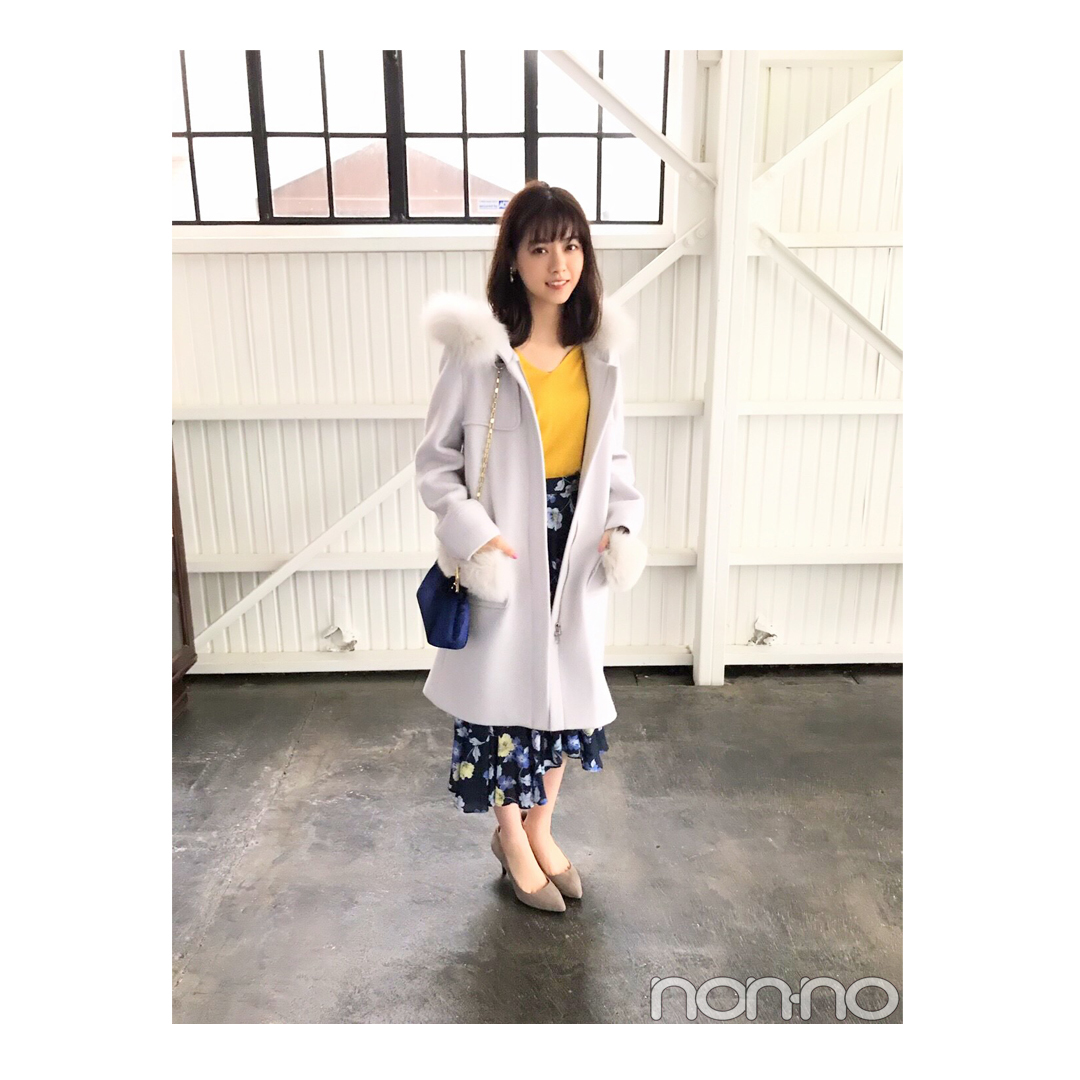 西野七瀬は差し色使いでファー付きコートを新鮮に見せる【毎日コーデ】_1_1