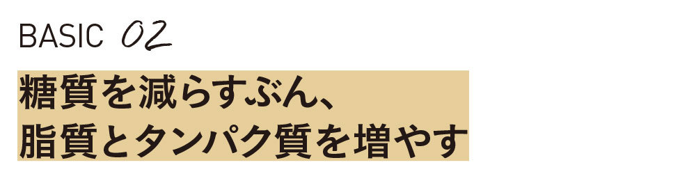 糖質を減らすぶん脂質とタンパク質を増やす