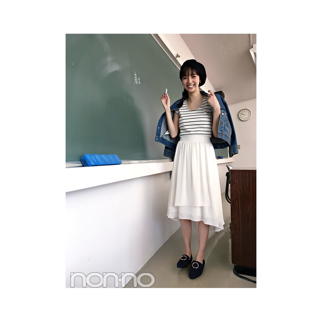 毎日コーデ★新川優愛は白の揺れスカートで好印象コーデ♪_1_1