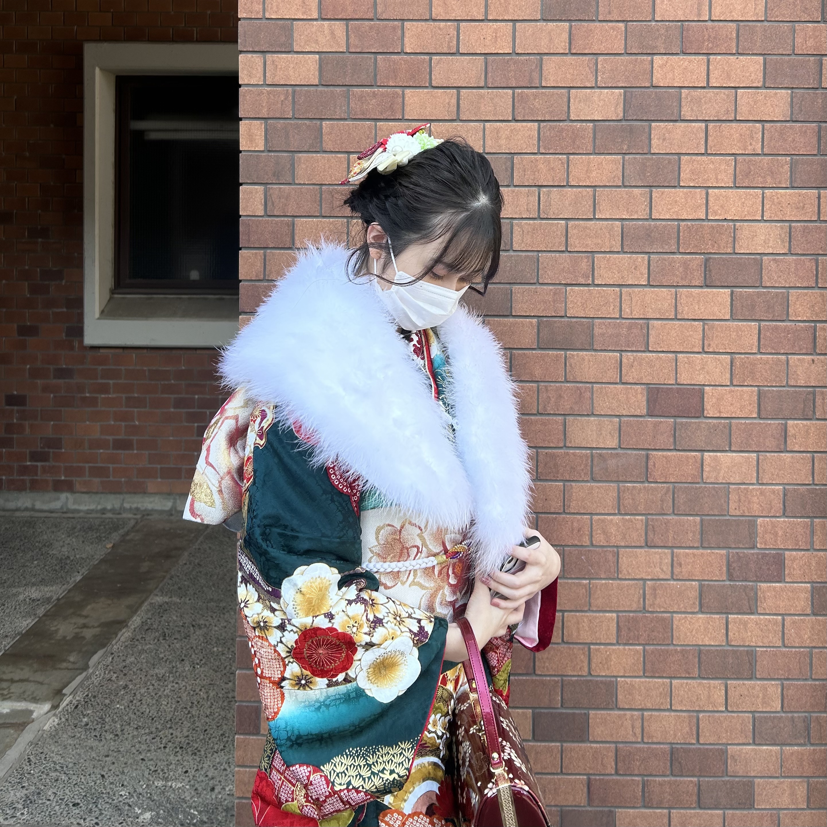 私の振袖は緑でした💚