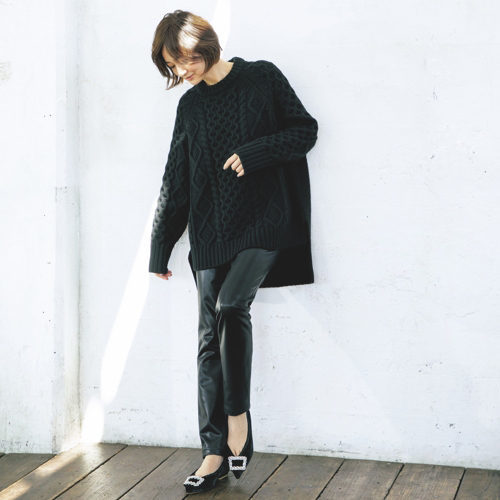 INSCRIRE×eclat アランクルーネックニット ¥49,000+税