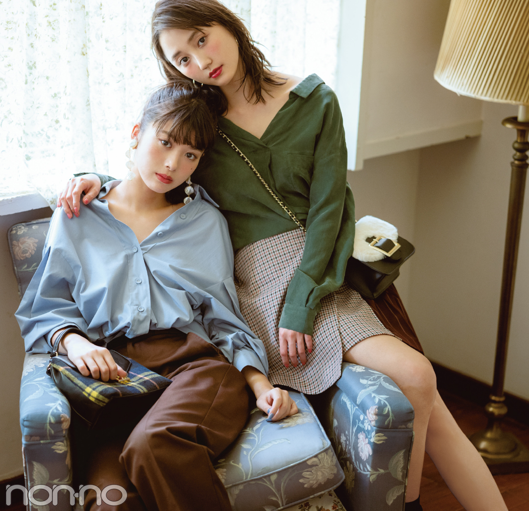 馬場ふみか&鈴木友菜の秋は、ゆるく着こなす女っぽシャツ!_1_1