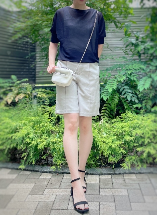 GUのピンタックバミューダパンツ(ベージュ)