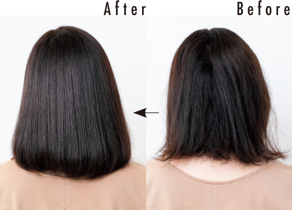 サロンヘアケア体験のBeforeとAfterのバックスタイル