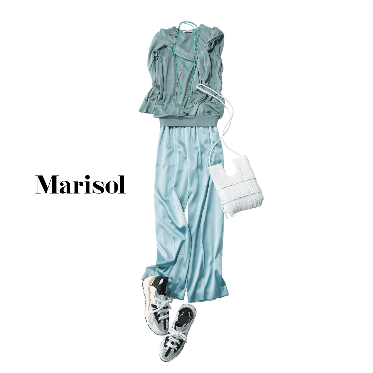 くすみブルーのワントーンをスニーカーでハズすテクで大人の清涼感を 21 4 18コーデ Happy Plus One ハピプラワン