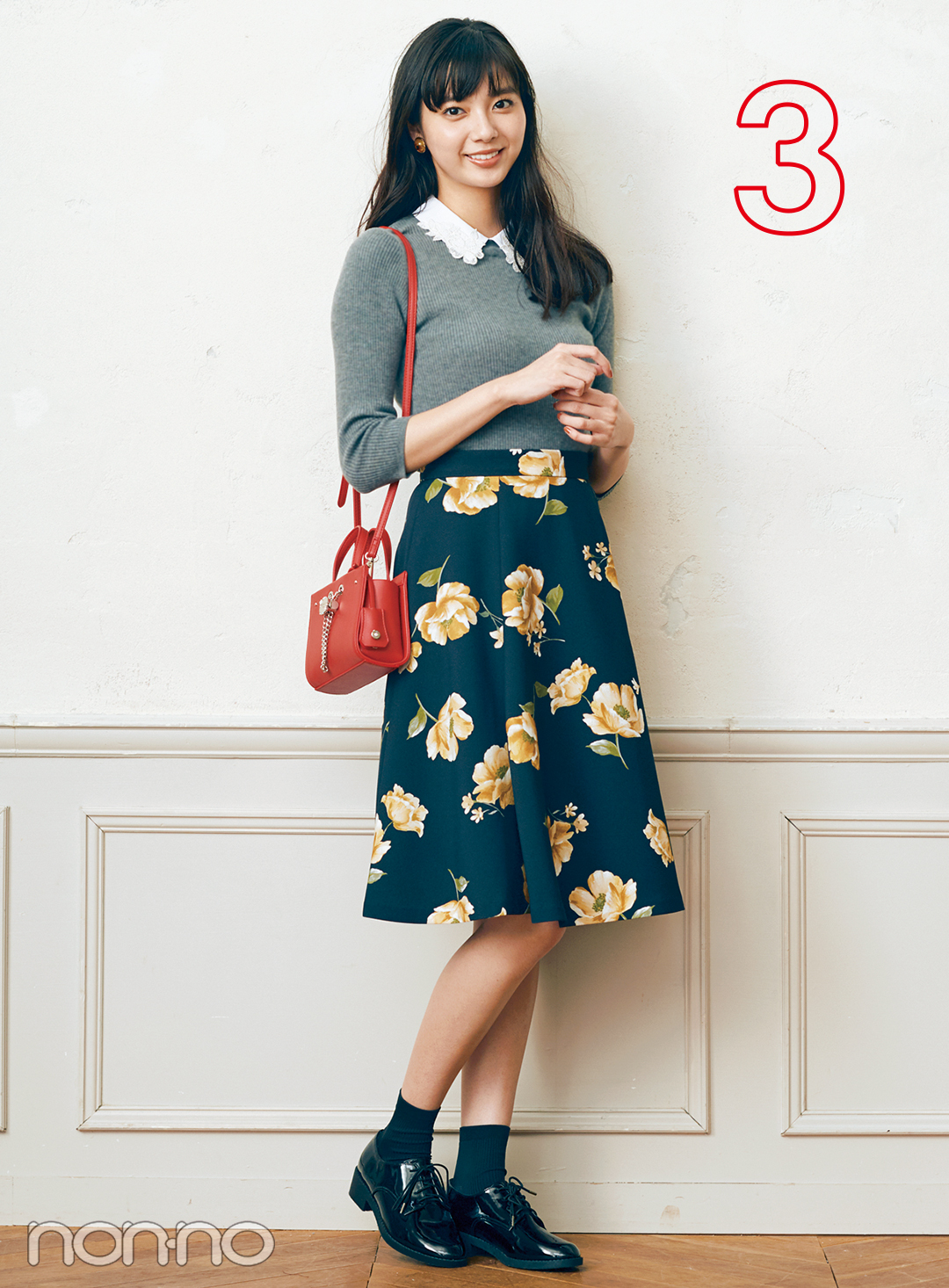 新川優愛がお手本♡花柄フレアスカートの着回し真冬~春先まで!_1_4
