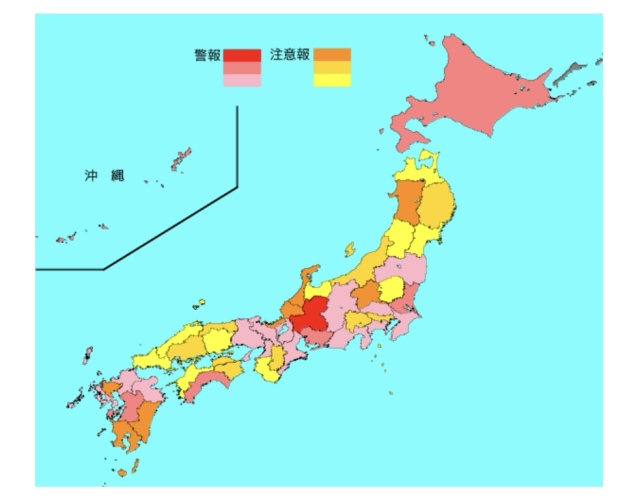 インフルエンザ流行レベルマップ