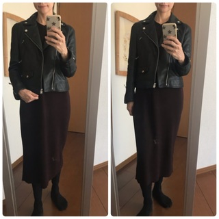 左がボタンを留めていて、右がボタンを外しています。